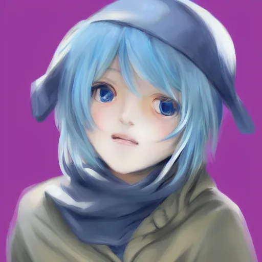 Prompt: full headshot portrait of blond baby with gray eyes with a blue scarf yellow t - shirt, drawn by wlop, by avetetsuya studios, attractive character, colored sketch anime manga panel, cirno from touhou, trending on artstation