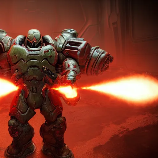 Image similar to doom slayer from doom eternal, photography