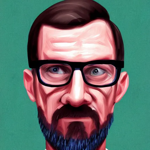 Prompt: portrait of gordon freeman, highly detailed, centered, solid color background, digital painting