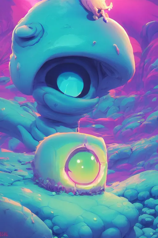 Image similar to smurf ghost creature animal sushi cristal very big eye roots cactus elemental flush of force nature micro world fluo fishscale, behance hd by jesper ejsing, by rhads, makoto shinkai and lois van baarle, ilya kuvshinov, rossdraws radiating a glowing aura global illumination ray tracing hdr