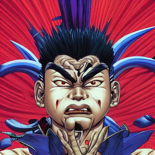 Image similar to portrait of crazy honda from street fighter, symmetrical, by yoichi hatakenaka, masamune shirow, josan gonzales and dan mumford, ayami kojima, takato yamamoto, barclay shaw, karol bak, yukito kishiro