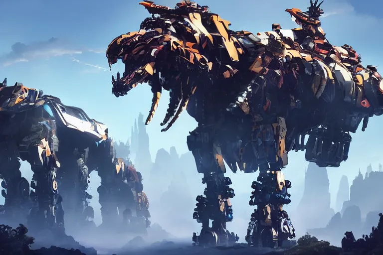 Image similar to bristleback machine mecha animal beast robot of horizon forbidden west horizon zero dawn bioluminiscence global illumination ray tracing hdr fanart arstation by sung choi and eric pfeiffer and gabriel garza and casper konefal