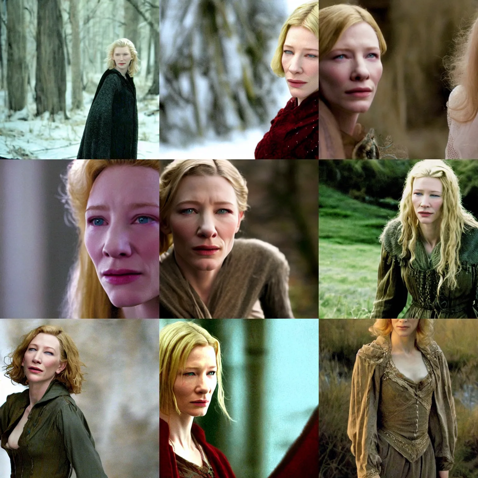 Prompt: film still of young ( ( cate blanchett ) ) as cate blanchett!!!! in the lords of the ring ( 2 0 0 7 )