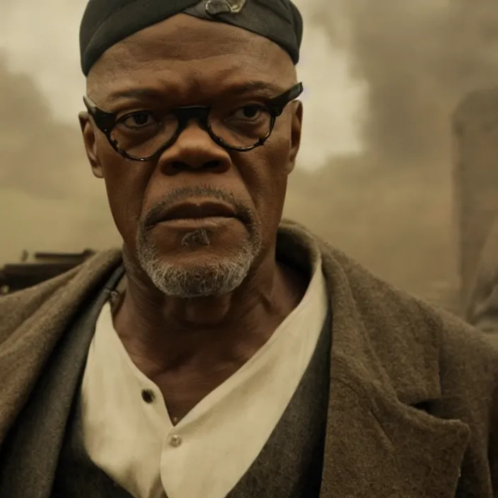 Image similar to film still of Samuel L Jackson in peaky blinders, 4k