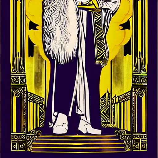 Image similar to dumbledore as art deco, painting