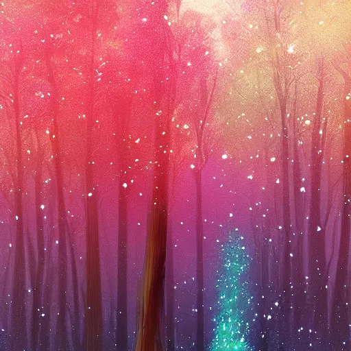 Prompt: forest trees, galaxy 🌌 digital art