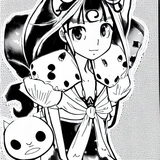 Image similar to young princess, illustrated by mato and ken sugimori, manga, black and white illustration