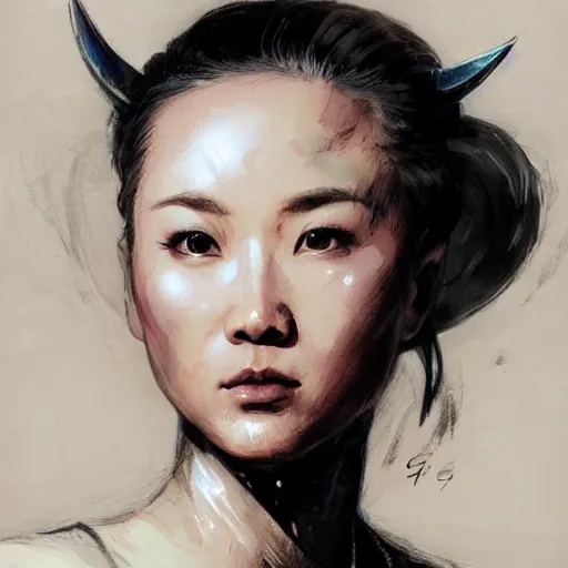 Image similar to portrait of chun - li, colourised, face portrait, epic, tragic, military art, fantasy, dieselpunk, hd shot, digital portrait, beautiful, artstation, comic style, by artgerm, guy denning, jakub rozalski, magali villeneuve and charlie bowater