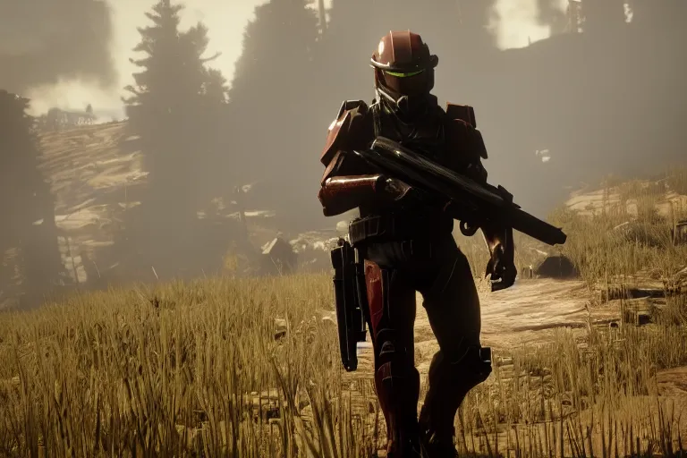 Image similar to master chief in red dead redemption 2