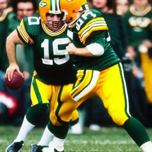 Image similar to danny devito as quarterback of the green bay packers