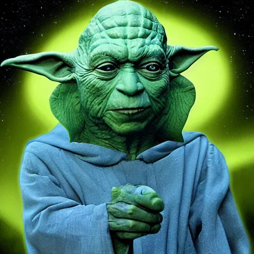 Image similar to photo of hybrid of dr manhattan and yoda