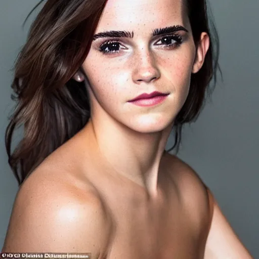 Image similar to a full - figure profile photograph of a woman who is a genetic combination of emma watson and kim kardashian