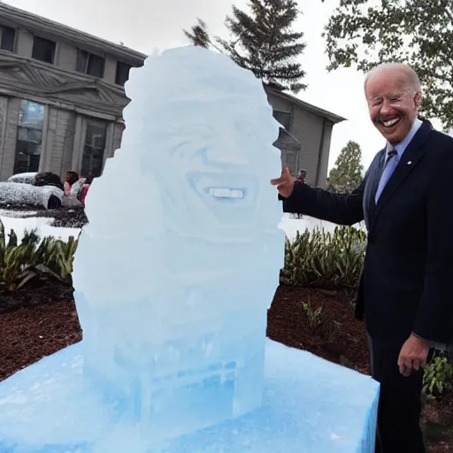 Image similar to joe biden ice sculpture, award winning