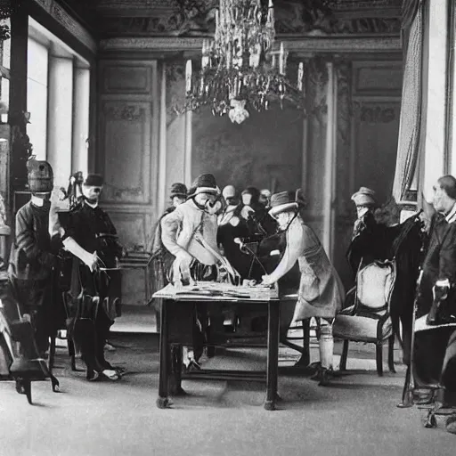 Image similar to signing on the treating of versailles, photograph in 1 9 1 9, fortnite