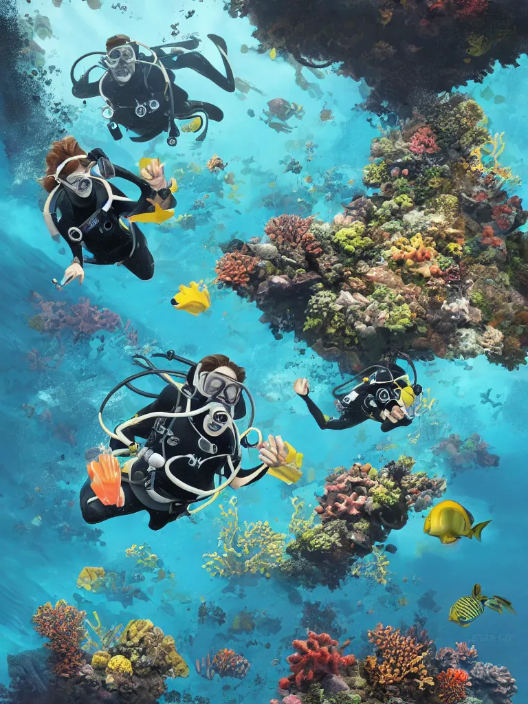 Image similar to scuba diving by disney concept artists, blunt borders, rule of thirds