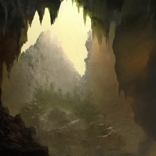 Prompt: a city built within a vast cave, illustration, digital art, fantasy, 8 k, trending on artstation, detailed