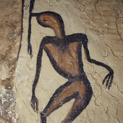 Prompt: cave painting of aliens