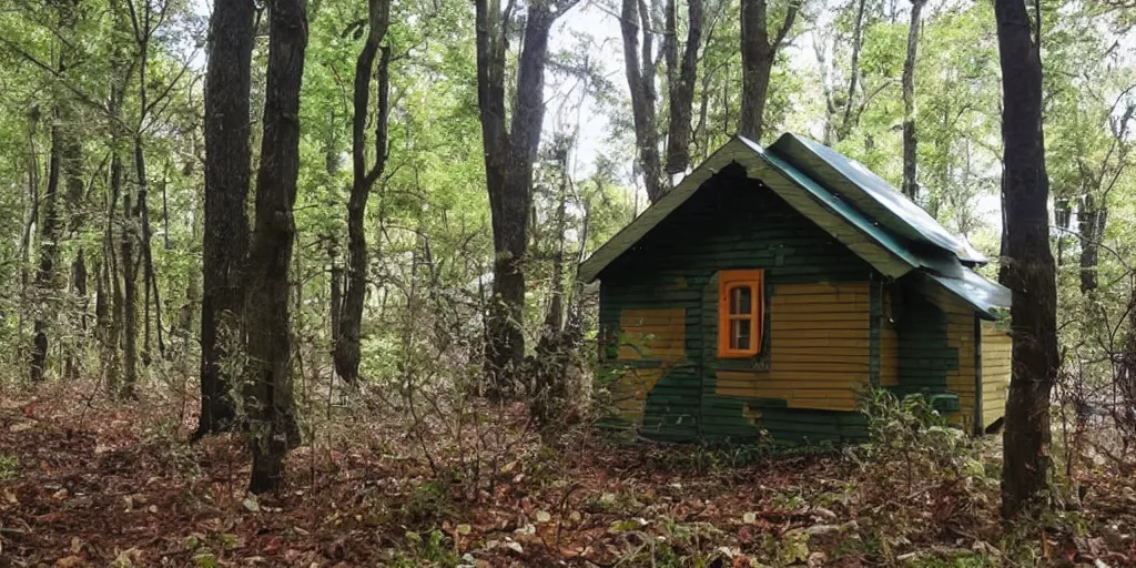 Prompt: a nice little house made out of plastic in the woods