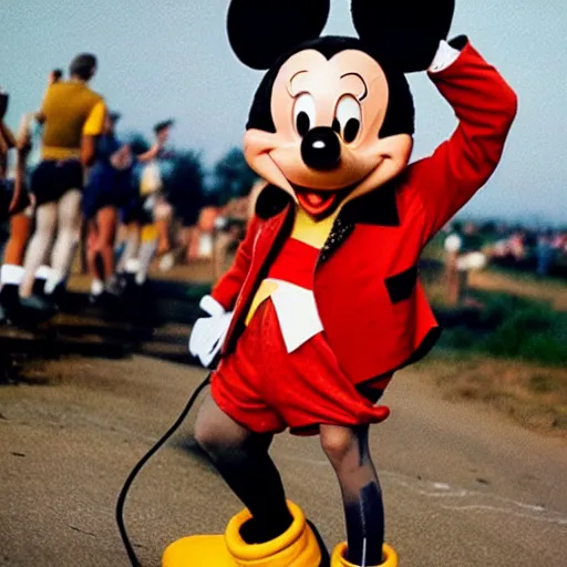 Image similar to mickey mouse performing at woodstock