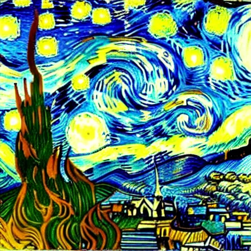 Image similar to nuclear bomb explosion, painted by vincent van gogh