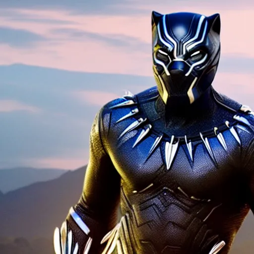 Image similar to Gosling as superhero Black Panther. Superhero 4k Unmasked Celebrity Marvel