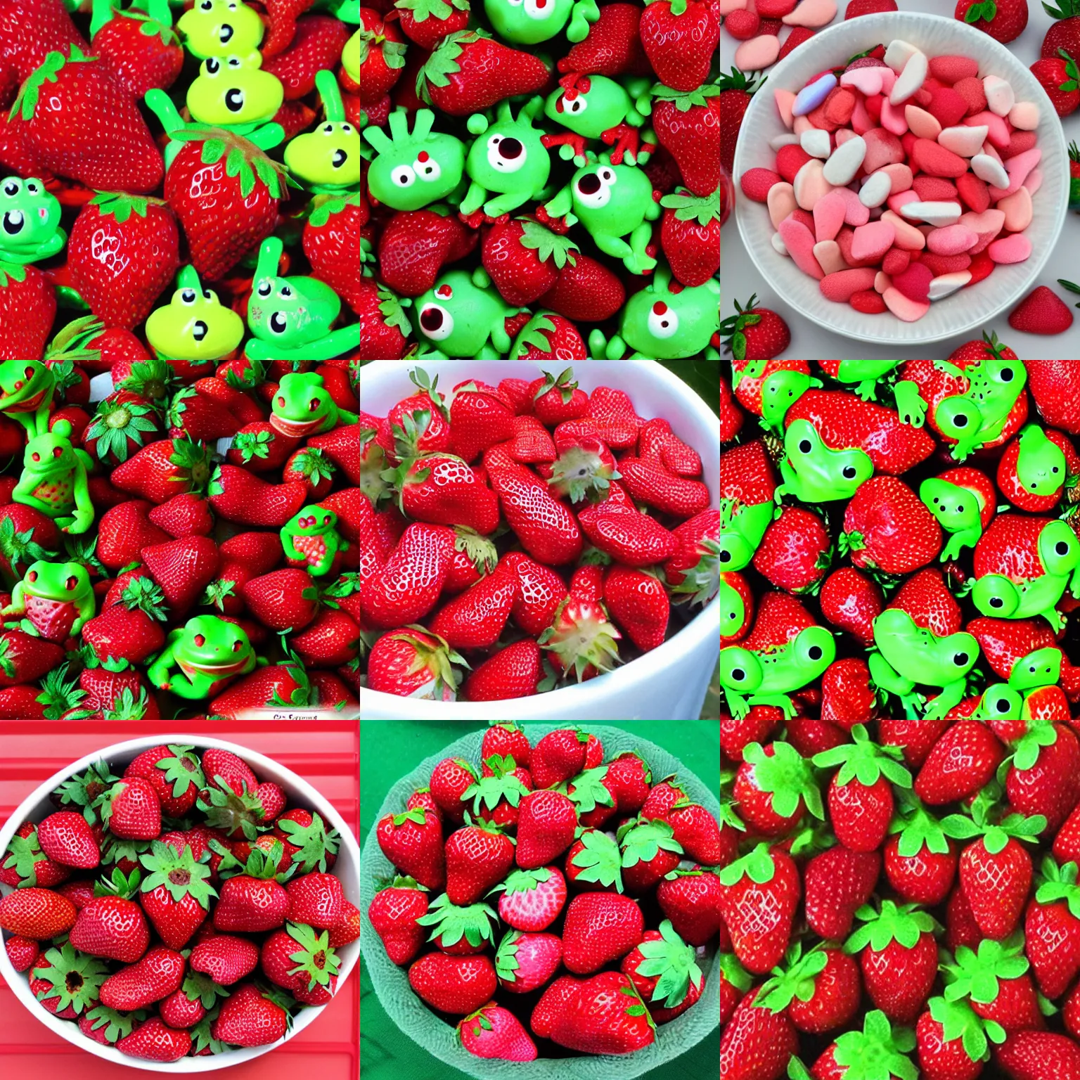 Prompt: strawberry frog mix