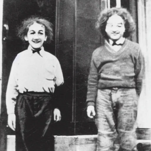 Prompt: Albert Einstein as a young kid in school