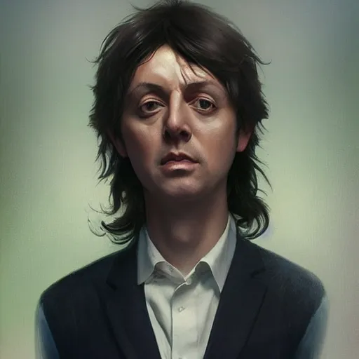 Image similar to Steven Moriseey as Paul McCartney, body portrait, highly detailed, digital painting, artstation, concept art, sharp focus, illustration, art by WLOP and greg rutkowski and alphonse mucha and artgerm