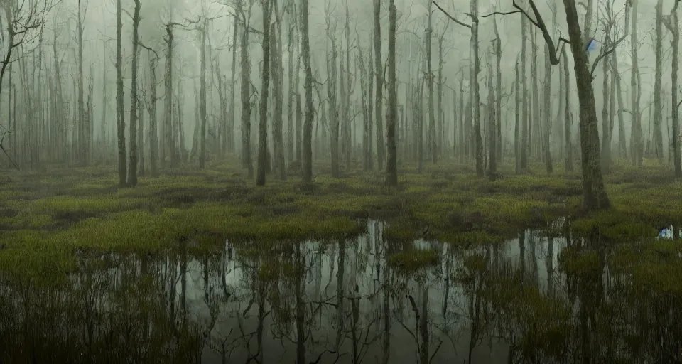 Prompt: A dense and dark enchanted forest with a swamp, with Cry engine