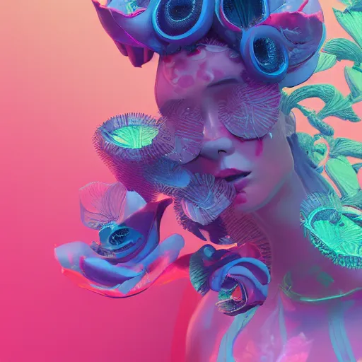 Prompt: a beautiful amazing art of flora addict out of curl noise splines by tom Haugomat, Serena Malyon, Maxim Shirkov, Alex Pogrebniak and Robin Gundersen, Trending on artstation, featured on Behance, Vision of chaos, octane render.:1