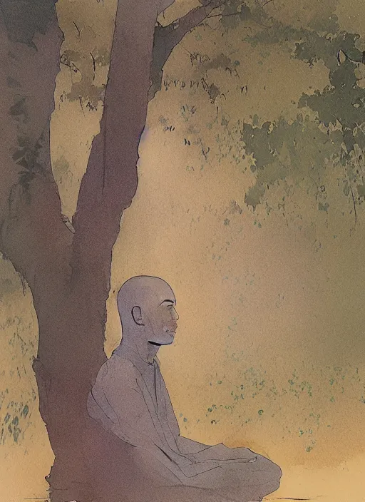 Prompt: portrait of Alan wats dressed like a zen monk meditating besides a tree, Using Stable Diffusion to paint, Odilón redon watercolor, dramatic lighting, cinematic, establishing shot, extremly high detail, foto realistic, cinematic lighting, pen and ink, intricate line drawings, by Yoshitaka Amano, Ruan Jia, Kentaro Miura, Artgerm, post processed, concept art, artstation, matte painting, style by eddie mendoza, raphael lacoste, alex ross