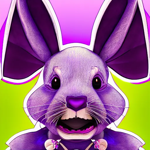 Image similar to portrait of a purple rabbit animatronic mascot,digital art,detailed