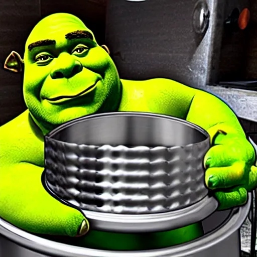 Image similar to shrek in a meat grinder