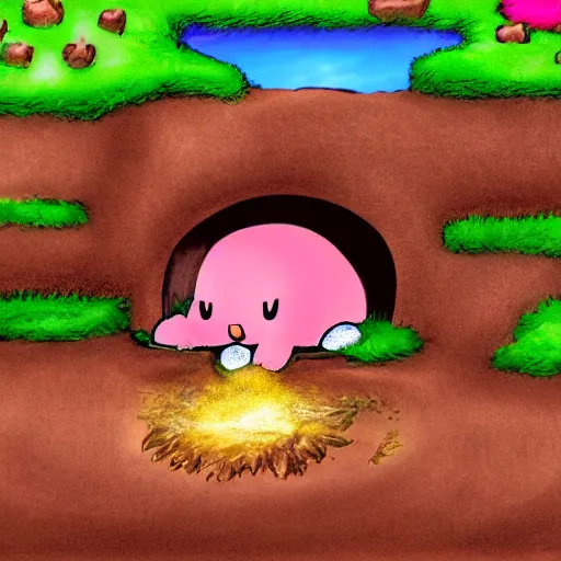 Prompt: Kirby swallowing the Earth, 4k, digital,