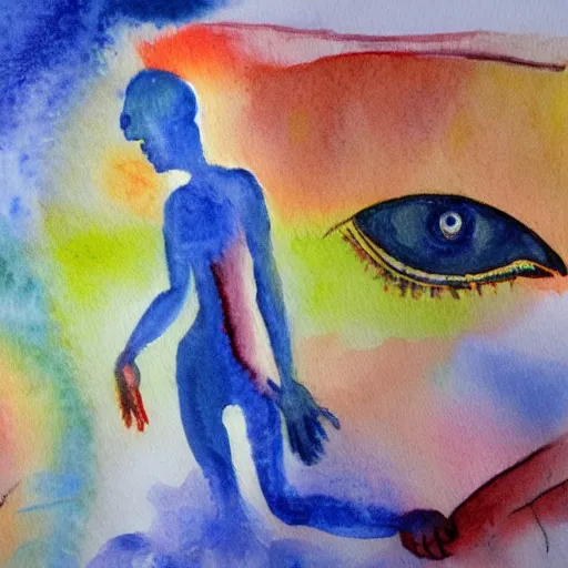 Image similar to the concept of schizophrenia in the form of a water colour painting