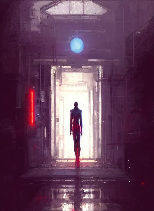 Prompt: portal, neon, rule of thirds, intricate outfit, spotlight, by greg rutkowski, by jeremy mann, digital painting