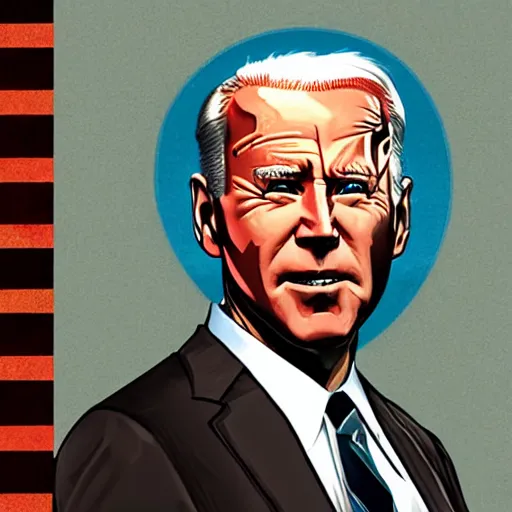 Image similar to a disco elysium portrait of Biden by Aleksander Rostov, highly detailed, symmetry