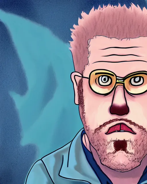 Prompt: portrait of ron perlman in the style of justin roiland. cinematic lighting. style of rick & morty. photographic, photography. by justin roiland