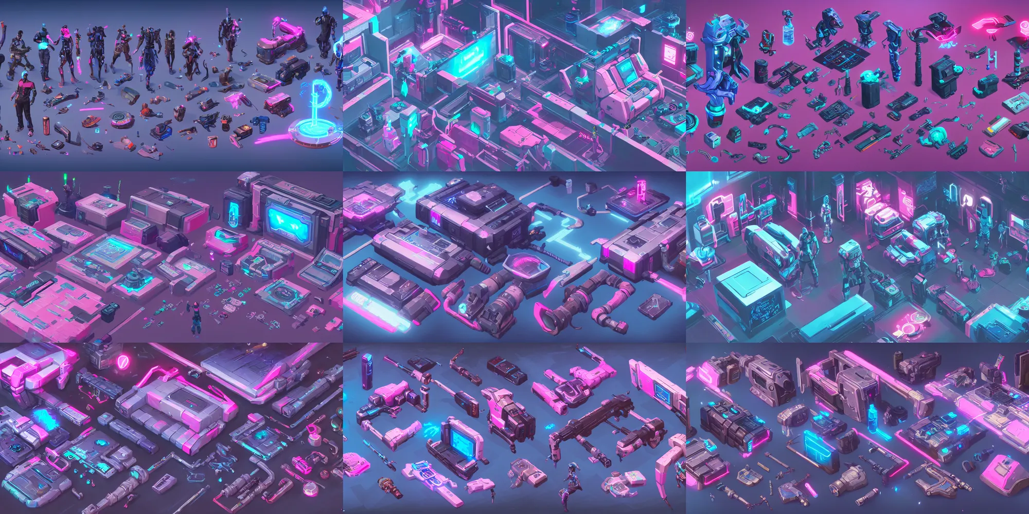 Prompt: game asset of the sims cyberpunk hardware and devices, in gouache detailed paintings, props, stylized, 2 d sprites, kitbash, arcane, overwatch, blue and pink color scheme, 8 k, close up