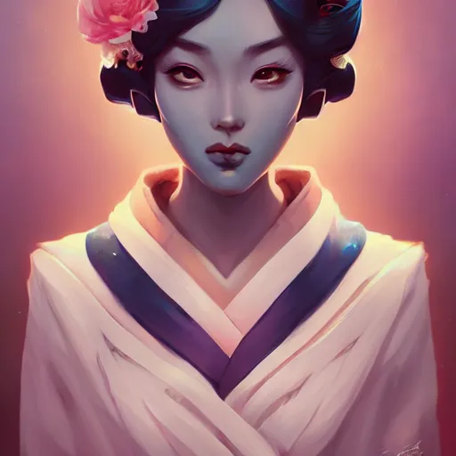 Prompt: a portrait of a beautiful geisha, art by lois van baarle and loish and ross tran and rossdraws and sam yang and samdoesarts and artgerm and saruei, digital art, highly detailed, intricate, sharp focus, Trending on Artstation HQ, deviantart, unreal engine 5, 4K UHD image