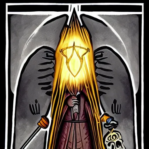 Image similar to tarot card, grim reaper, fantasy art