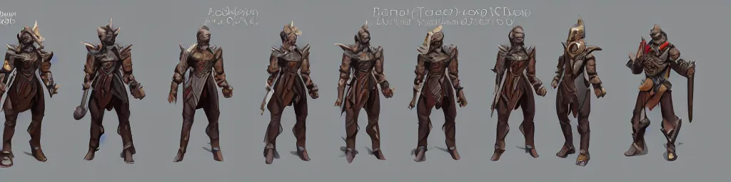 Image similar to dnd paladin character turnaround sheet, rpg, isometric render, d & d, trending on artstation