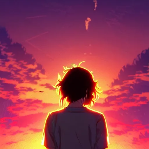 Image similar to Thomas Jane, sunset, intricate, highly detailed, digital painting, artstation, official media, anime key visual, concept art, rich vivid colors, ambient lighting, sharp focus, illustration, art by Artgerm, Makoto Shinkai, Ilya Kuvshinov, Lois Van Baarle, and Rossdraws