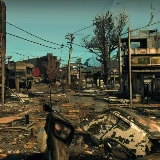 Kyoto in ruins post nuclear war in fallout 4 in game stable diffusion