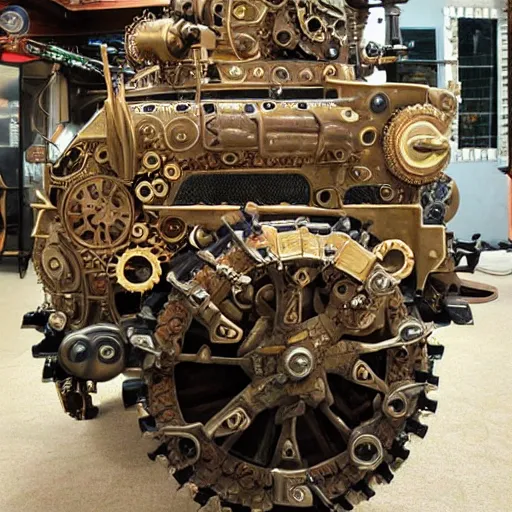 Prompt: detailed, elaborate, magnificent steampunk tank