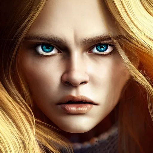 Image similar to epic action shot of beautiful swedish woman with symmetrical face stunning eyes and long blonde hair screaming having a tantrum, weta disney pixar, hi - fructose, decadent highly - detailed digital painting, golden ratio, octane render, artstation, cinematic composition, smooth, sharp focus, artgerm, mucha, loish, wlop hdr