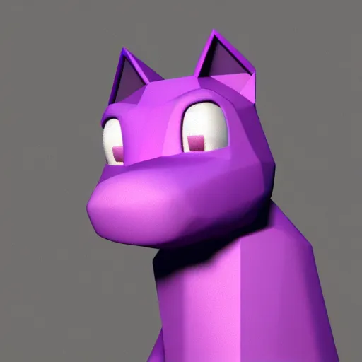 Image similar to a small purple animal with a yellow box on its head, a low poly render by miyamoto, polycount, rayonism, low poly, polycount, rendered in maya