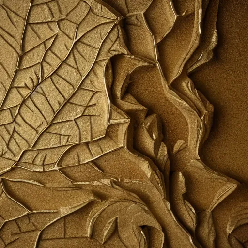 Prompt: tru marmi gold marble relief carving of the man made of tree leaves dlsr, octane render, 8 k, cinematic lighting