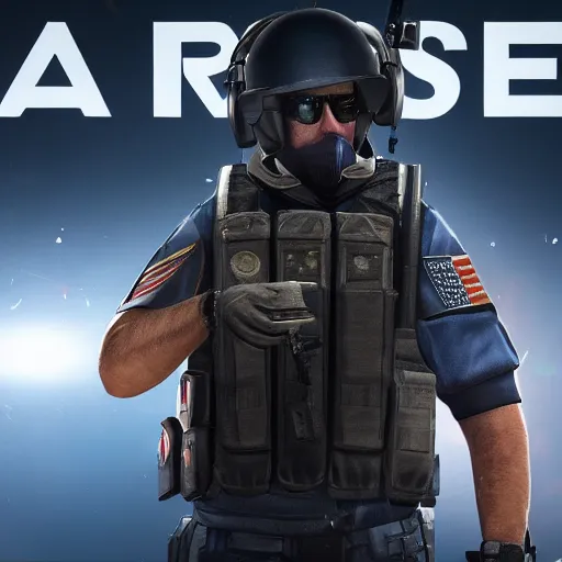 Prompt: joe biden as a rainbow six siege operator, 4 k, highly detailed