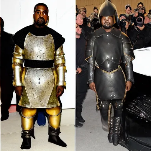 Image similar to kanye west wearing medieval armor